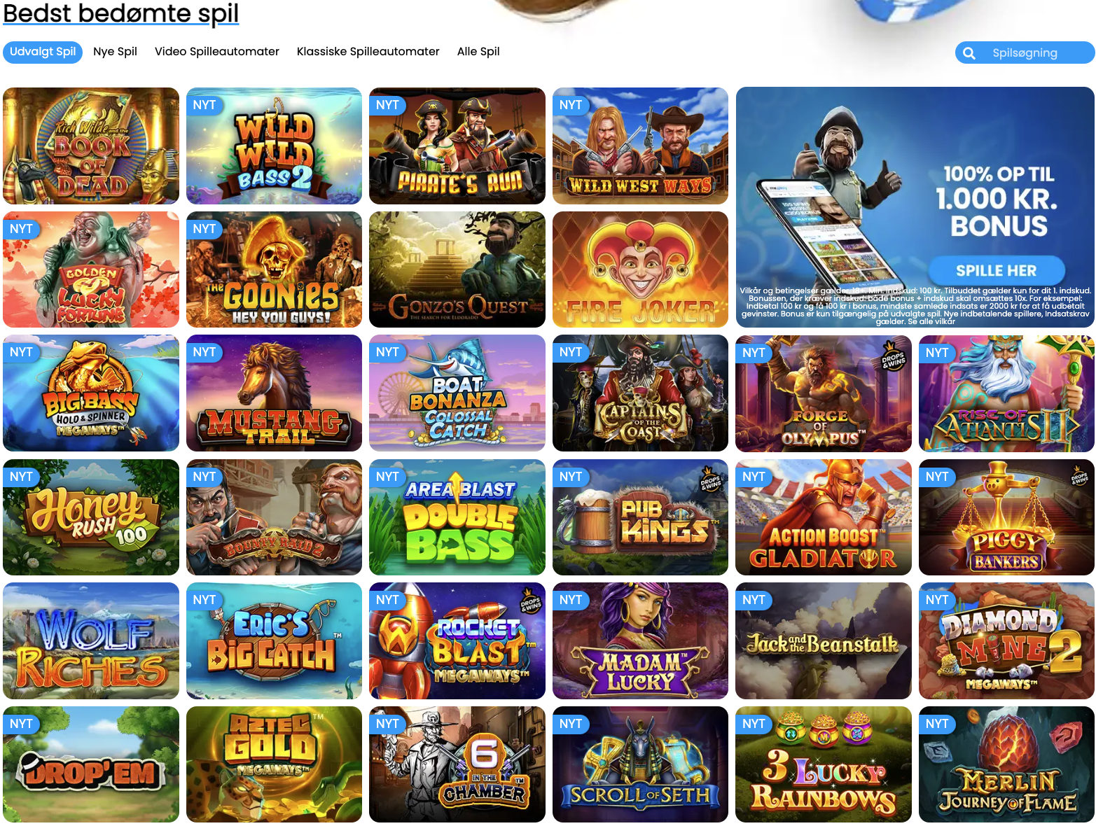 Udpluk af spiludvalget hos Mr Play